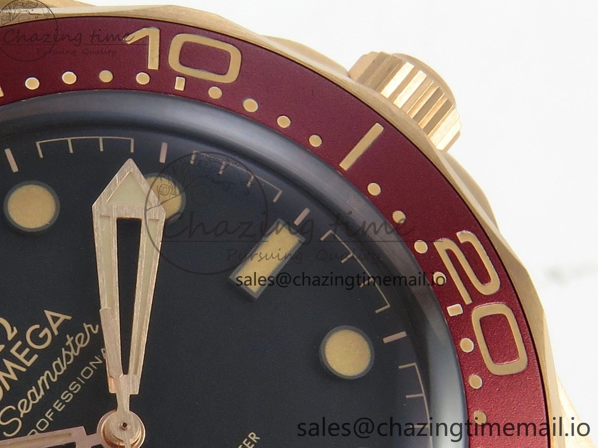 0510 Stylish Seamaster 300M Diver Rose Gold VSF 1:1 Best Edition Black Dial on Mesh Bracelet A 7662